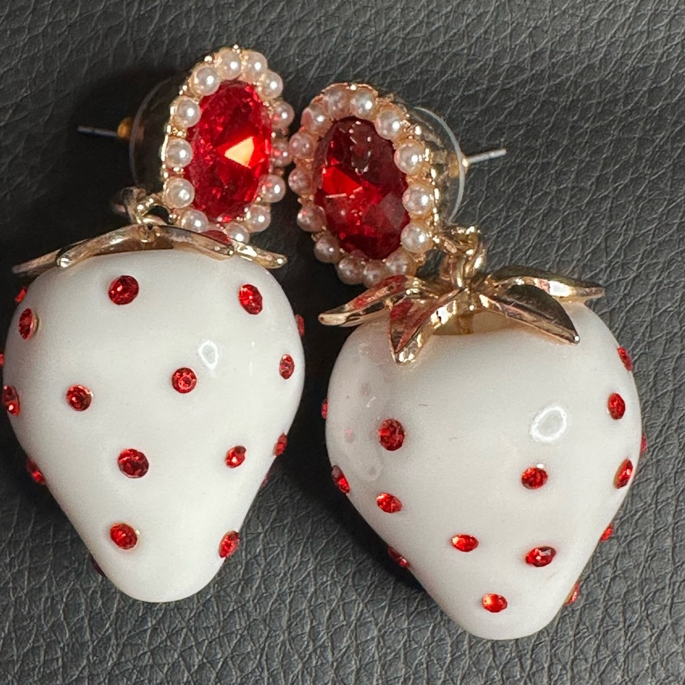 Betsey Johnson Red and White Strawberry Earrings